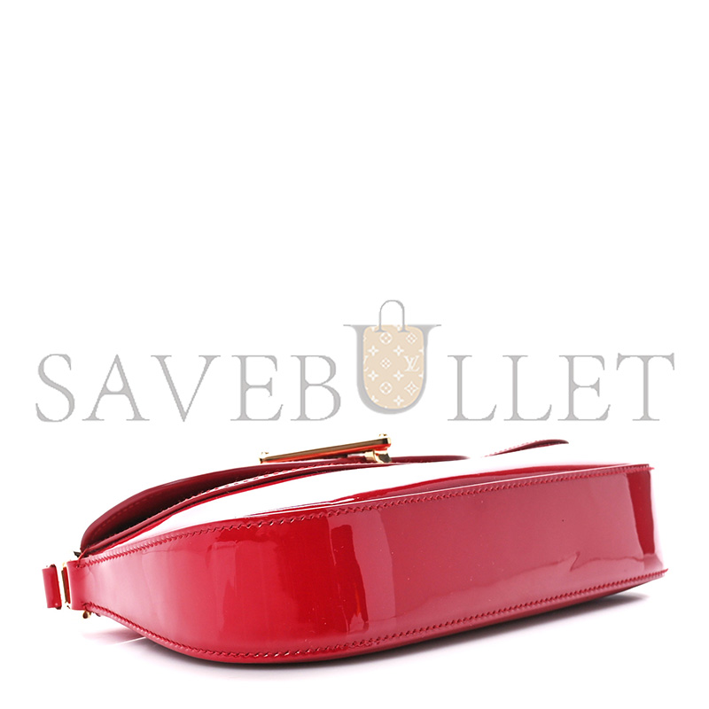 PRADA VERNICE TRIANGLE LOGO FLAP ADJUSTABLE STRAP SHOULDER BAG CHERRY 1BD355 (24*11*4cm) 